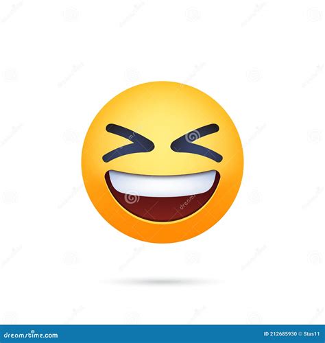 Grinning Squinting Face Facebook Emoji With Shadow On A White