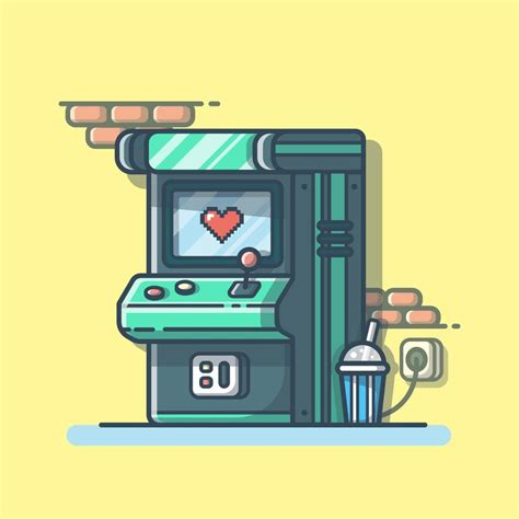 Arcade Machine With Soda Cartoon Vector Icon Illustration Recreation