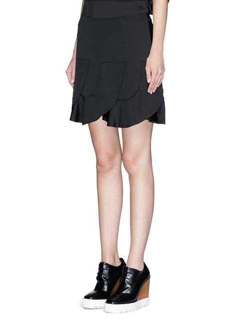 Chloé Layered Ruffle Silk Satin Mini Skirt In Black Lyst