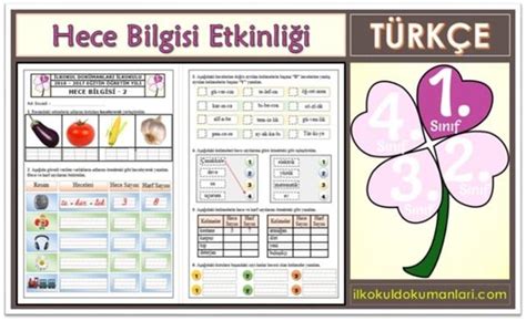 1. Sınıf Türkçe Kelimeleri Hecelere Ayırma Etkinlikleri | İlkokul