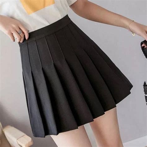 Black Tennis Pleated School Mini Skirt