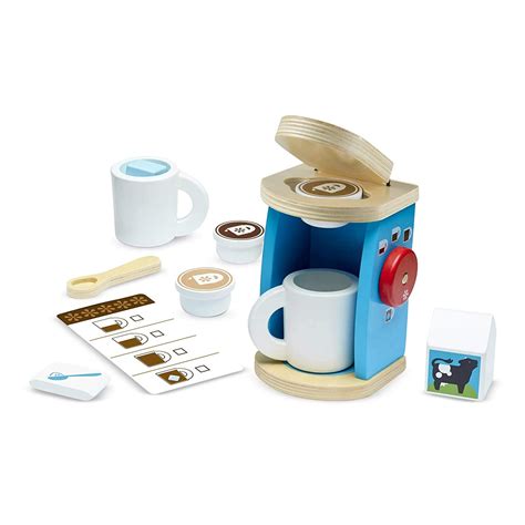 Melissa And Doug 11 Piece Brew And Serve Wooden Coffee Maker Set Play