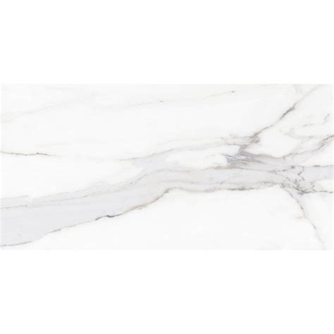Calcolo Storm White Marble Effect Gloss Wall And Floor Tile 300mm X