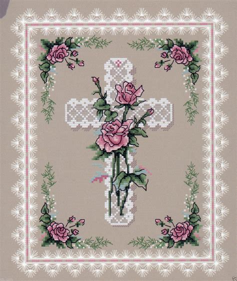 Roses And The Cross Counted Cross Stitch Pattern Leaflet