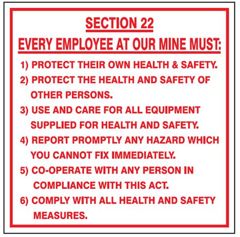 Section 22 Every Employee At Our Mine Must Safety Sign Mi24