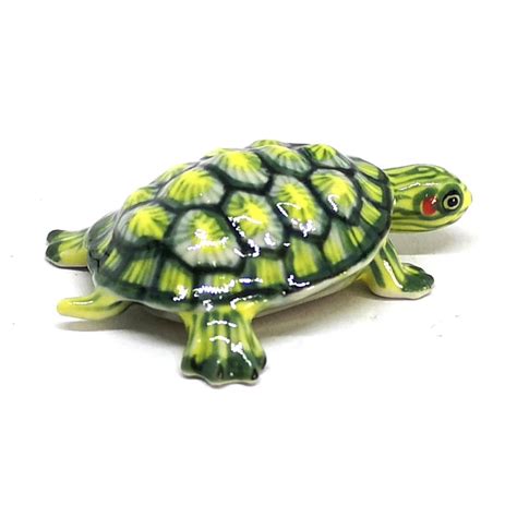 Ceramic Turtle Figurine Hand Painted Porcelain Tortoise Statue Etsy