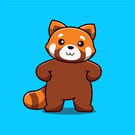 Cute Standing Red Panda Cartoon Icon Illustration 8288744 Vector Art At
