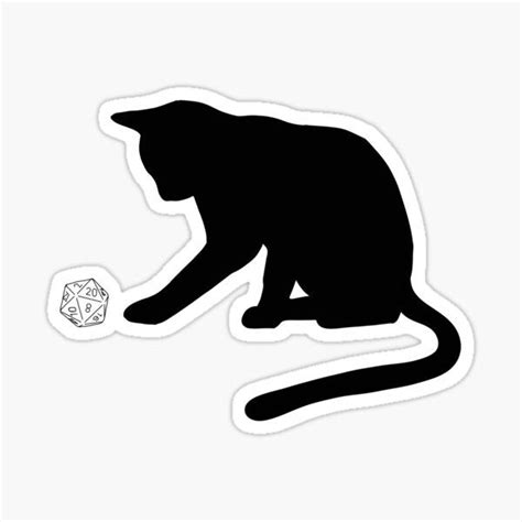D20 Cat Sticker Von Firestargrey Redbubble Black Cat Silhouette