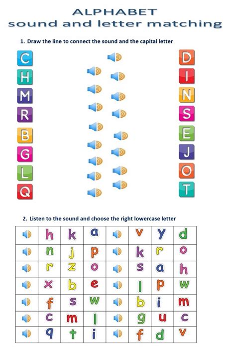 In preschool, children learn about letters and letter sounds. Alphabet: match the sound and the letter worksheet