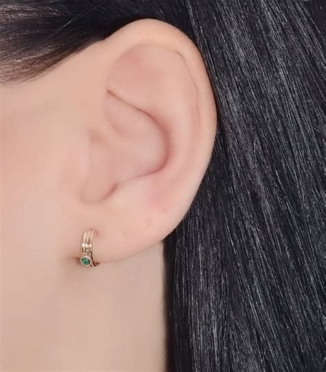 2mm Emerald NOSE RING STUD Gold Nose Hoop Tragus Earring Etsy