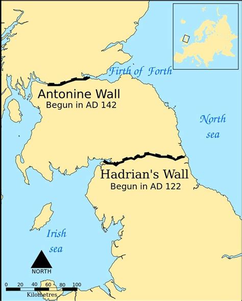 The Antonine Wsll And Hadrians Wall Hadrians Wall Wall Maps Map