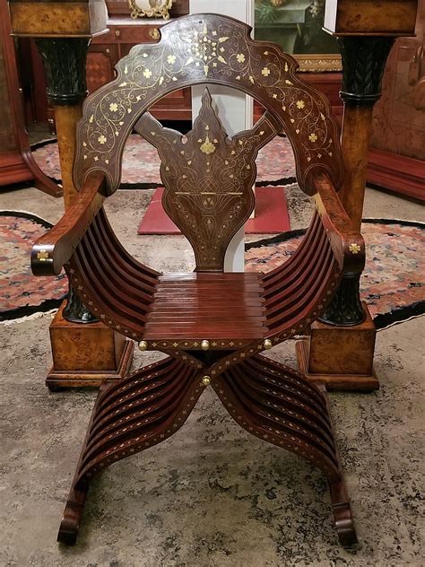 Middle Eastern Brass Inlaid Savonarola Chair At 1stdibs Middle