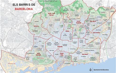 Map Of Barcelona Area Map Of Areas In Barcelona Catalonia Spain