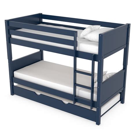 Grade A2 Luca Kids Bunk Bed With Pull Out Trundle In Navy Blue