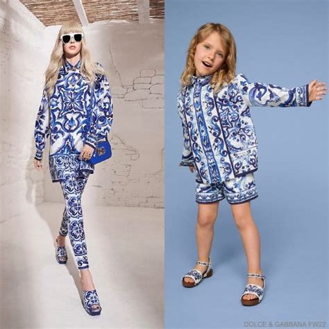 Dolce Gabbana Girls Mini Me White Blue Majolica Shirt Shorts Outfit
