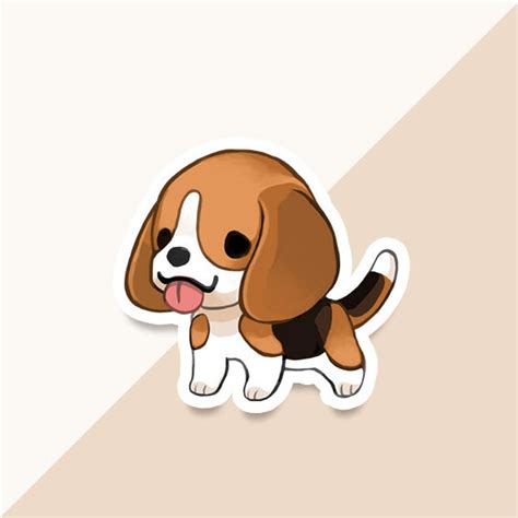 Vinyl Sticker Beagle Etsy Cute Dog Cartoon Cute Dog Drawing