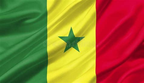 Senegal Flag Waving With The Wind 3d Illustration Stock Illustration