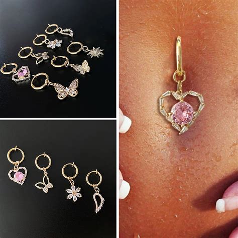 1pcs Fake Belly Ring Butterfly Fake Belly Piercing Clip On Umbilical Navel Belly Button