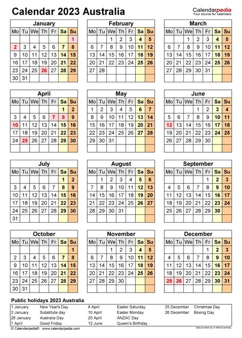 Australia Calendar 2023 Free Printable Excel Templates From Public