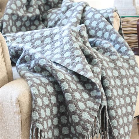 Ruthin Duck Egg And Grey Woven Wool Throw By Marquis And Dawe