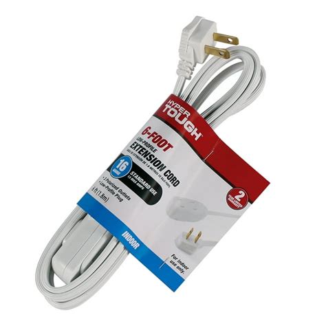 Hyper Tough 6ft 16awg 2 Prong White Indoor Use Household Extension Cord