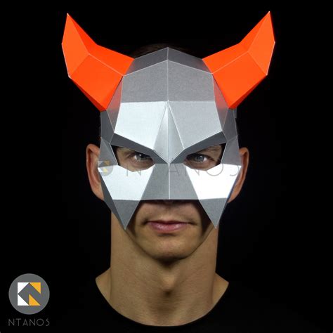 Devil Mask Make This Easy Mask For Halloween With This Pdf Etsy