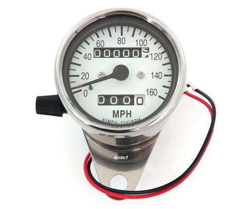 Motorcycle Mini Speedometer W Trip Meter 224060 Chrome And White