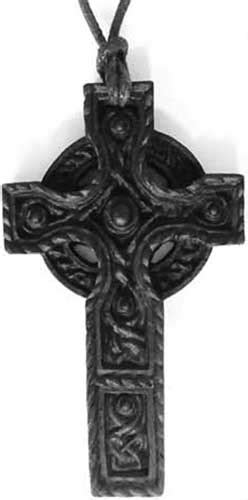 Celtic Cross Necklace Peat Irish Turf