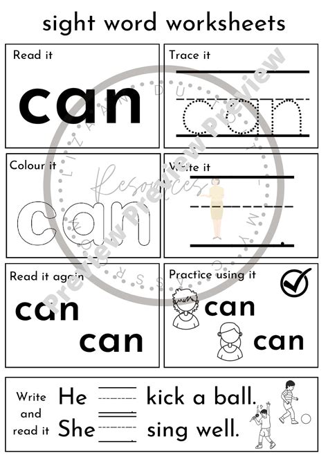 Kindergarten Sight Word Practice High Frequency Words Worksheets