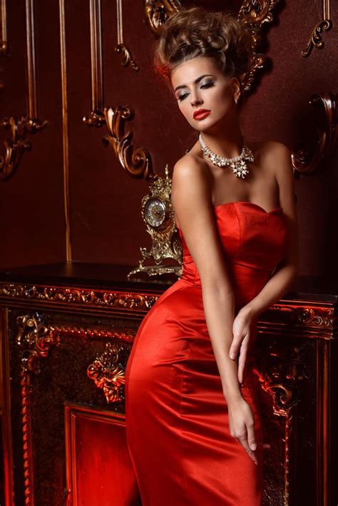 Red Evening Dress Strapless Dress Formal Dresses