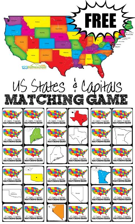 🦅 States And Capitals Matching Game