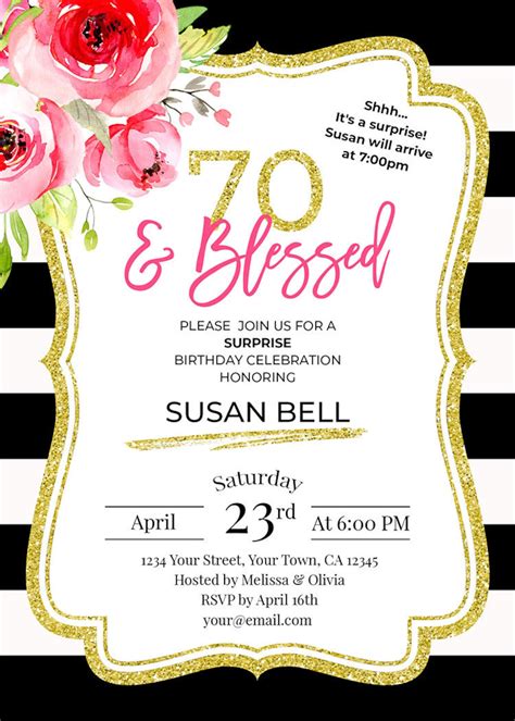 Personalized Surprise 70th Birthday Invitation For Women 70 Etsy
