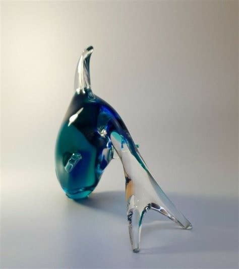 Vintage V Nason And Co Murano Blue Sommerso Art Glass Dolphin Etsy