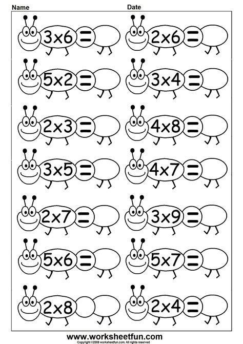 Multiplication Basic Facts 6 Worksheets Free Printable Worksheets