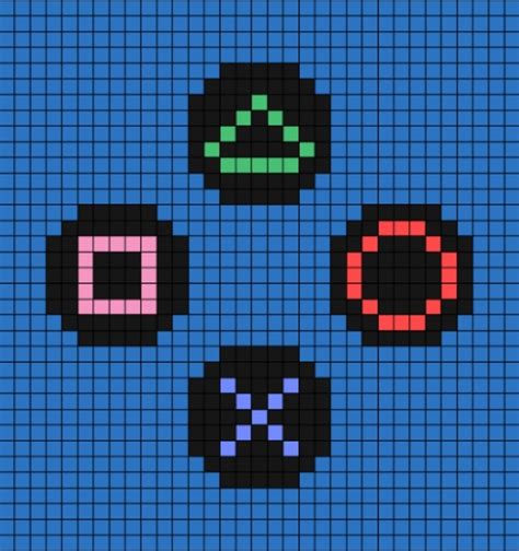 A Pixel Art Template Of The Four Playstation Controller Icon Buttons