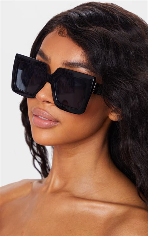 Black Square Oversized Frame Sunglasses Prettylittlething Ire