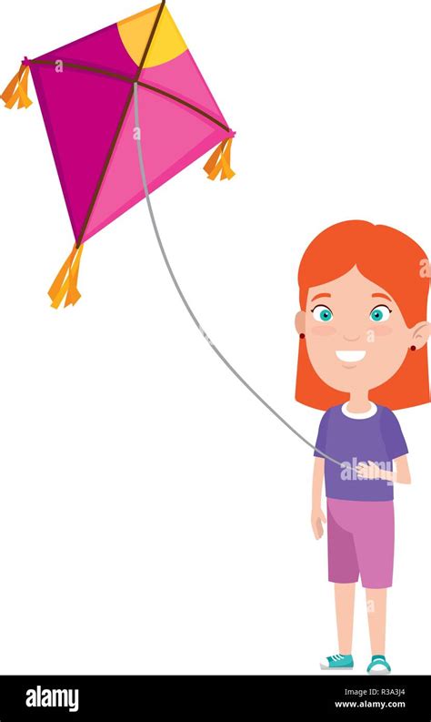 Little Girl Flying Kite Stock Vector Image And Art Alamy