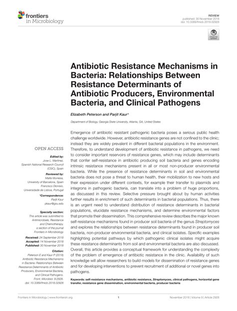 Pdf Antibiotic Resistance Mechanisms In Bacteria Relationships