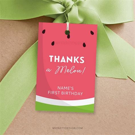 Watermelon Favor Tags Thanks A Melon First Birthday Thank You Labels