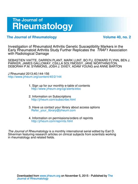 Pdf Investigation Of Rheumatoid Arthritis Genetic Susceptibility