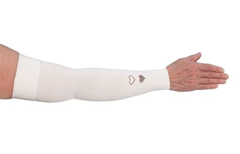 Lymphedivas White With Crystal Hearts Graduated Compression Arm Sleeve