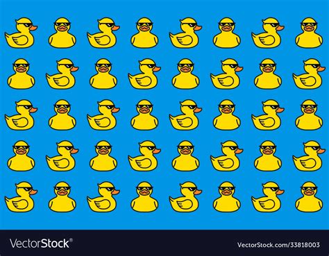 Rubber Yellow Duck In Sunglasses Seamless Pattern Vector Image