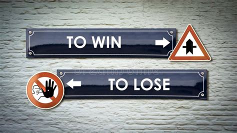 Win Vs Lose Two Way Street Road Sign Direction Arrows Stock