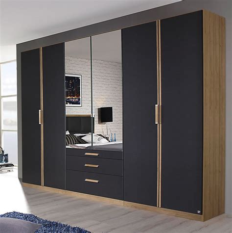 Armoire Contemporaine 6 Portes 271 Cm Chêneanthracite Ursula Armoire