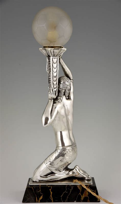 French Art Deco Silvered Lamp With Nude By Salvado At Stdibs My Xxx