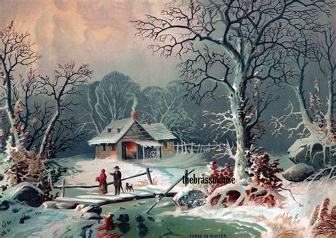 Winter Forge Christmas Snow Scene Cozy Victorian Printable