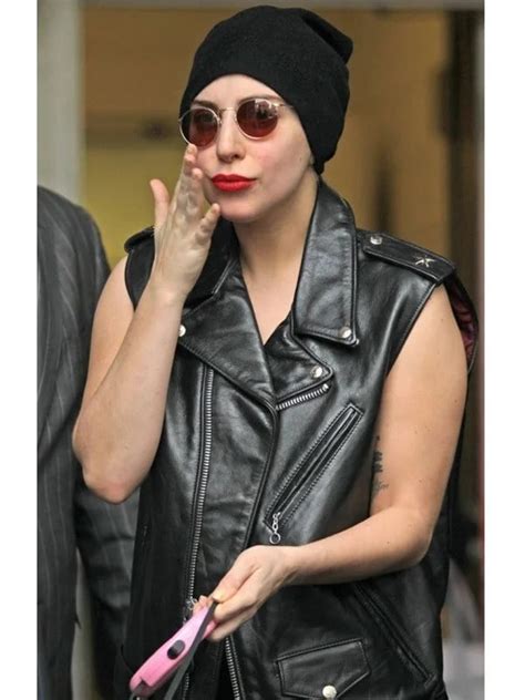 Winnipeg Lady Gaga Leather Vest Jackets And Coats Black Leather Vest Real Leather Lady Gaga