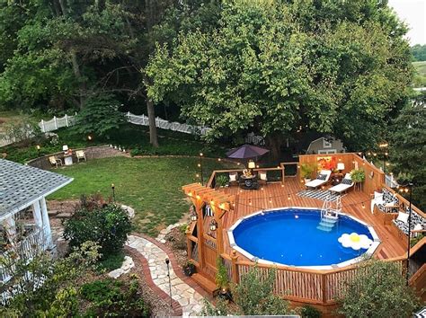 The Top 47 Best Above Ground Pool Deck Ideas Backyard Landscape Design St Charles
