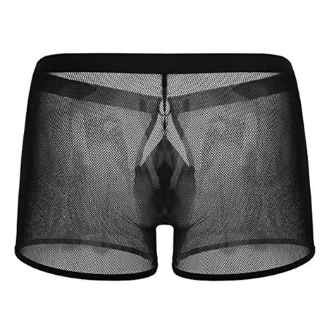 Msemis Mens Mesh Sheer Open Front Pouch Boxer Briefs Underwear Breathable Underpants Lingerie