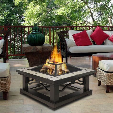 Real Flame Crestone 34 In Steel Framed Wood Burning Fire Pit With Grey